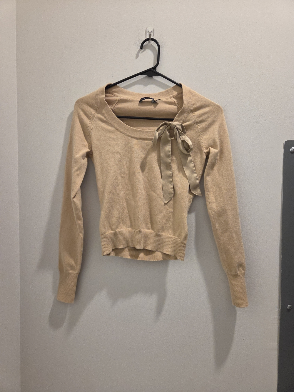 The Limited Beige Bow-Accent Long Sleeve Top